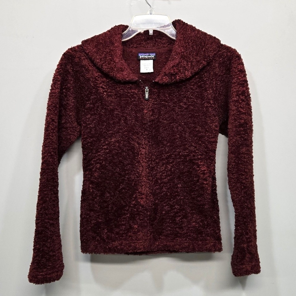 Vintage Patagonia Synchilla Full Zip Fleece Jacket Women M Burgundy Deep Pile